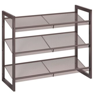 Metal Shoe Rack, 3 Tier Shoe Rack for Closet, Holds 9-12 Pairs of Shoes, 29.5" W x 11.6" D x 24" H, Stackable, for Entryway, Hallway, Living Room Bronze