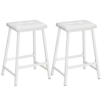 барные стулья, набор из 2 PU Обитые барные клады, 23.6-дюймы барных стульев, столовые батонные стулья для кухни, столовая, бар, Легкая сборка, белый