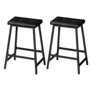 барные стулья, набор из 2 PU Обитые барные клады, 23.6-дюймы барных стульев, столовые батонные стулья для кухни, столовая, бар, Легкая сборка, черный