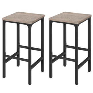 Барные стулья, Набор 2 Прямоугольные промышленные батонные стулья, 27.6" Высокие барные стулья, Кухня для завтрака бар с подвеской, Легкая сборка, для столовой, Бар, Серый