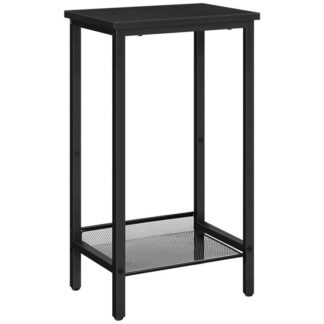 Tall Side Table, Industrial End Telephone Table with Adjustable Mesh Shelves, Small Entryway Table, Laptop Table for Office, Hallway, Living Room, Black