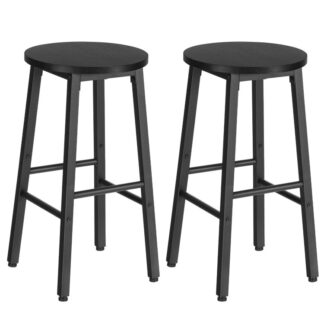 Bar Stools, НаборБарные стульяools, Кухонные табуреты, Высокие столы, 64 CM Высокий стул, для столовой, Кухня, Прочный и стабильный, Индустриальный стиль, Черный