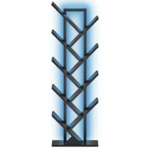 Black Tree Bookshelf, 9-Tier Bookcase with LED Lights, Space-Saving Book Shelf, Holds Books, CDs, Games, Freestanding Bookcase for Office, Living Room, Bedroom