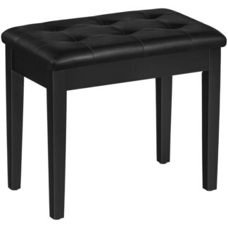 Panchina per pianoforte con cuscino imbottito e scompartimento di archiviazione per foglio musicale, panca musicale, sgabello per pianoforte, sedia da vanità, regge fino a 300 libbre, 21.9 x 13.6 X 19.3 pollici, nero