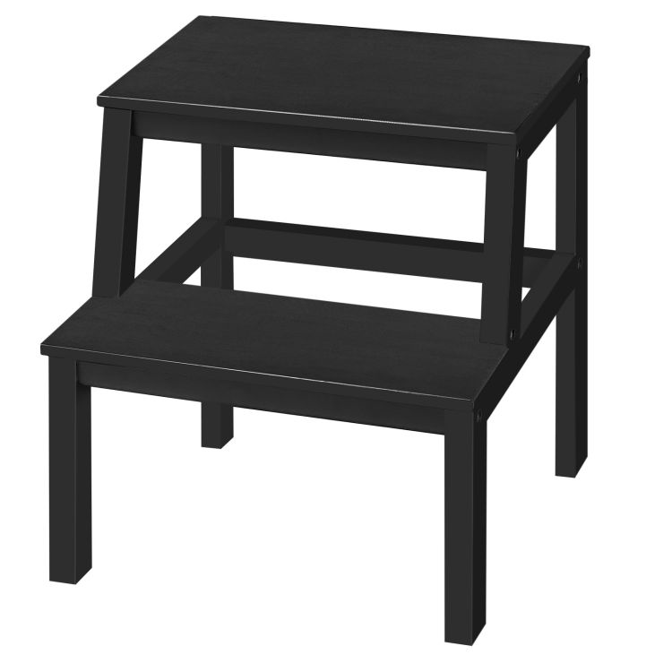 Taburete para niños, Taburete de entrenamiento para ir al baño para niños con asas, Almohadillas antideslizantes para mayor seguridad, Pasos grandes y gruesos, Two Step Toddler's Stool, para fregadero, Baño, Dormitorio, Negro