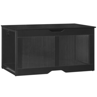 صندوق تخزين, 39.4" مقعد التخزين, مقعد الأحذية الحديث, صندوق ألعاب مع فتحة سحب على شكل حرف U, منظم صندوق الألعاب مع مساحة تخزين, مفصلة السلامة, لغرفة المعيشة, غرفة نوم, مدخل, أسود