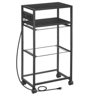 Arkistokaappi, Arkistokaappi pistorasialla ja USB -porteilla, Mobiilitoimisto kabinetti, Vedonlyöntipidikkeet, A4/Kirje-kokoinen, Avoimet hyllyt, kotitoimistoa varten, Koulutus, Musta