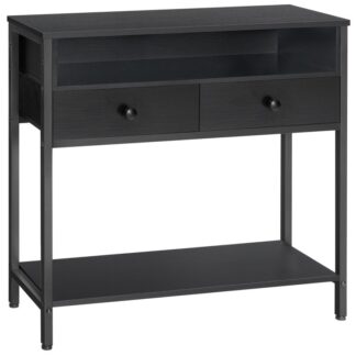 80 CM lang konsollbord, Entrébord med 2 Stoffskuffer&Lagring, Gangbord, Smalt sofabord, Skjermtabell, for gangen, Stue, Korridor, Svart
