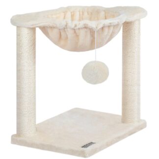 Cat Tree Tower for Indoor Cat, Small Cat Pet House Furniture for Kitten, 15.7 x 11.8 x 16.5 Inches, Plush Soft Hanging Basket Perch Hammock, with Sisal Cat Scratching Posts, Plush Toy