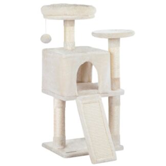 Cat Tree, 34.6-Inch Small Cat Tower with Soft Plush Perch, for Kittens, 3-Tier Cat Condo Furniture with Scratching Posts, with Anti-Tipping Kit, Sturdy, Indoor