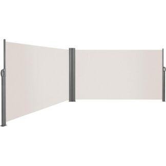 Çift taraflı tente, Uzatılabilir, 180 X 600 santimetre, Gizlilik Ekranı, Bağımsız, Güneş Koruması, Opak, Balkon için yan silindir kör, Veranda, Bahçe, Bej