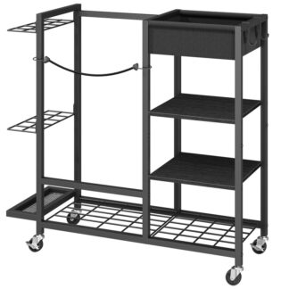 Organizzatore di deposito da golf nero per garage, Stand per sacca da golf per accessori per sacca da golf e attrezzature, Porta del club da golf indipendente per garage, Capannone, Casa, Seminterrato