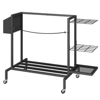 Black Golf Bag Organizer for Garage, Metal Golf Bag Storage Stand Fits 2 Golf Bags, Freestanding Golf Club Holder for Garage, Shed, Home, Basement, Other Golfing Equipment Accessories