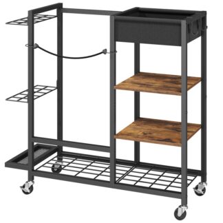 Organizzatore rustico di stoccaggio di golf marrone e nero per garage, Stand per sacca da golf industirale per accessori per sacca da golf e attrezzature, Porta del club da golf indipendente per garage, Capannone, Casa, Seminterrato (copia)