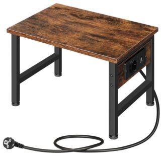 vintage brown and black printer stand, printer stand for home office, with usb ports and socket, adjustable feet for home, office