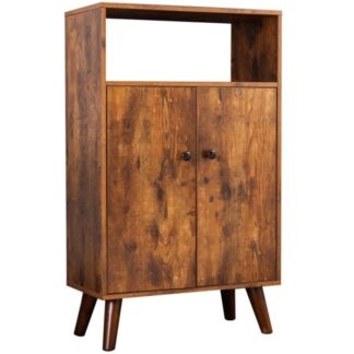 دولاب تخزين, 2-خزانة الكتب الطبقة مع الأبواب, عرض وحدة تخزين الرف في غرفة المعيشة, غرفة الدراسة, مدخل, خشب تبدو الأثاث لهجة, بني ريفي