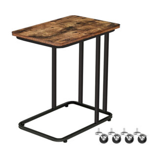 طاولة جانبية, طاولة الوجبات الخفيفة المتنقلة, ينزلق بجوار أريكة الأريكة, جدول الكمبيوتر المحمول الصناعي للمساحة الصغيرة, غرفة المعيشة, غرفة نوم, التجميع سهل, طاولة لهجة الخشب الصناعي, بني ريفي