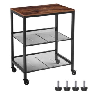 Warenkorb, 3-Tier Kitchen Barwagen auf Rädern, Lagerregale mit Bremsen, Füße abnebeln, Utility Cart für Küche und Wohnzimmer, Schlafzimmer, Eingang, Einfache Montage