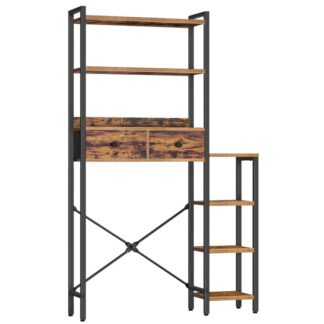 Sur le rangement des toilettes avec 7 Des étagères et 2 Tiroirs, Organisateur de salle de bain autoportant, Économiseur d'espace de salle de bain industrielle, Rack ouvert de stockage latéral de stockage de masse, Brun rustique et noir