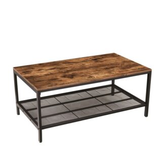coffee table industrial design coffee table with large shelf tv stand with metal frame sturdy adjustable feet easy to assemble dark brown