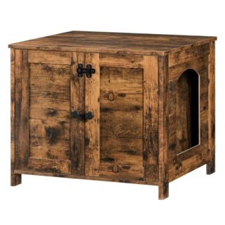 Kryt na odpadkový koš, Kočičí odpadkový nábytek skrytý, Dřevěná skříňka na odpadky, Kočičí toaleta pro domácí bedny, Obývací pokoj, Rustikální hnědá,