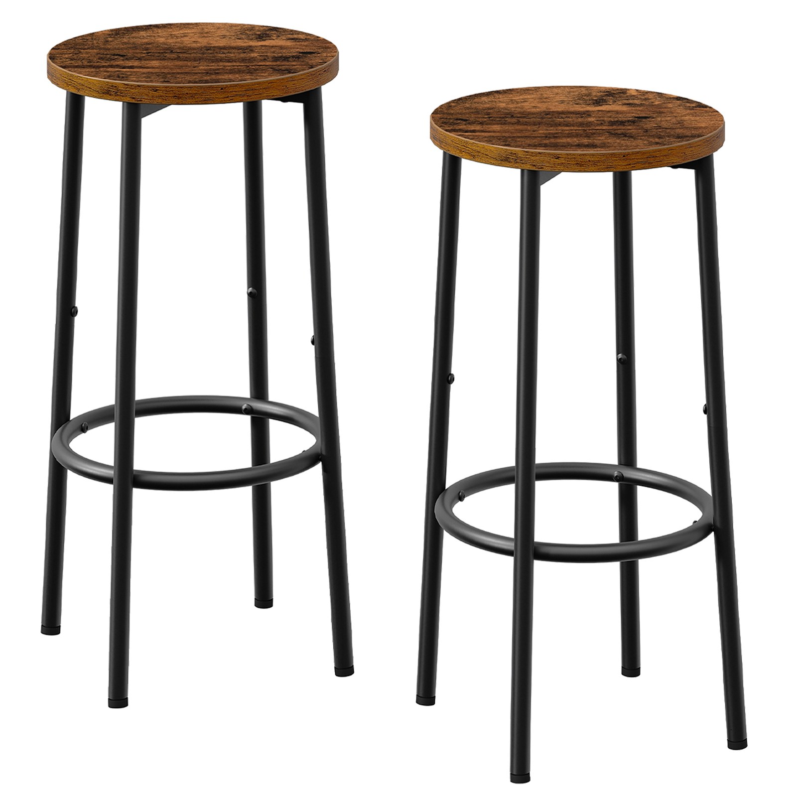 شريط براز, مجموعة من 2 كراسي بار, براز ارتفاع جولة المطبخ مع مسند القدمين, كراسي بار الإفطار, إطار فولاذي قوي, لغرفة الطعام, مطبخ, حزب, التجميع سهل, بني ريفي