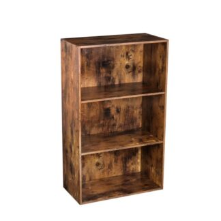 Bookcase, 3-Tier Storage Shelves, Storage Cabinet for Books, Photos, Decorations, in Living Room, Bedroom, Office, Library, Rustic