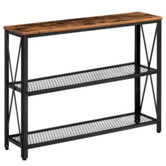 mesa consola estrecha, mesa de entrada flaca con 2 estantes de malla, 47.2 x 9.4 incógnita 31.9 Mesa de sofá de pulgadas detrás del sofá, pasillo, oficina, vestíbulo, sala de estar, marrón rústico