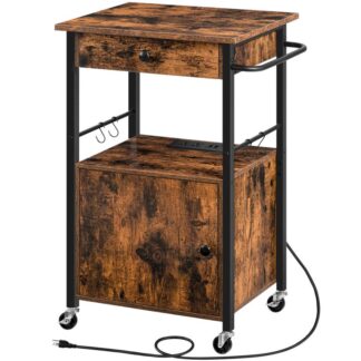 جزيرة المطبخ مع منفذ الطاقة, جزيرة تخزين المطبخ مع خزانة التخزين والدرج, عربة التخزين وموقف الميكروويف, للمنزل, المطبخ وغرفة الطعام, بني ريفي