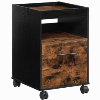 File Cabinet with Drawer, Wooden Filling Cabinet, Office Cabinet with 2 Removable Hooks, Mobile Pedestal, for A4, Letter Size, Hanging File Folders, Home Office, Industrial