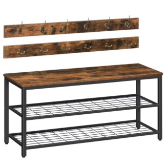 набор для обуви, входная обувная стойка с крючками, Сумка для шляп, Промышленный дизайн, Легкая сборка, деревенский коричневый и черный