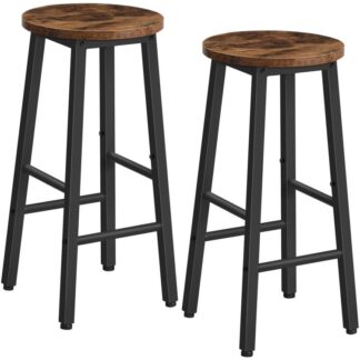 bar stools set of 2, counter height bar stools, 25.8" bar stools for kitchen island, industrial kitchen bar chairs, for dining room, kitchen, bar, rustic brown and black