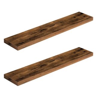 floating shelves, wall shelf set of 2, 39.4 inch hanging shelves with invisible brackets, for bathroom, bedroom, toilet, kitchen, office, living room decor, rustic brown
