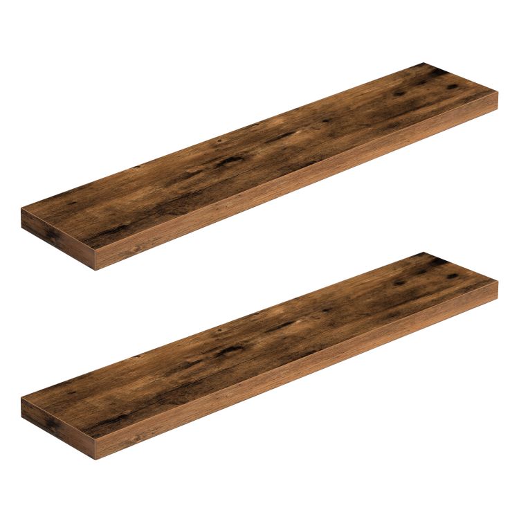 floating shelves, wall shelf set of 2, 39.4 inch hanging shelves with invisible brackets, for bathroom, bedroom, toilet, kitchen, office, living room decor, rustic brown