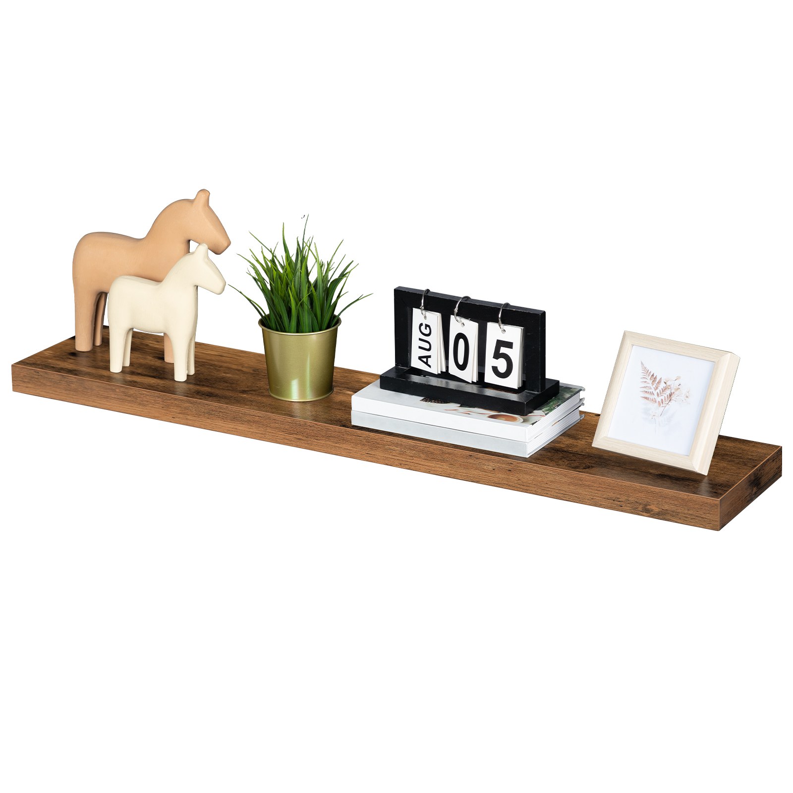 Sada 2 Plávajúce nástenné police, 39.4-Inch Hanging Storage Racks with Invisible Brackets, Multi-Scenario Organizer for Bathroom, Spálňa, Kuchyňa, Kancelária & Obývacia izba, Rustic Brown Finish