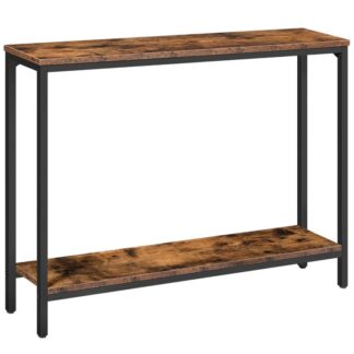 mesa de consola, 39.4" mesa de sofá estrecha con estante, mesa de entrada industrial para sala de estar, pasillo, vestíbulo, corredor, oficina, Mesa de entrada de acento de aspecto de madera, estilo industiral