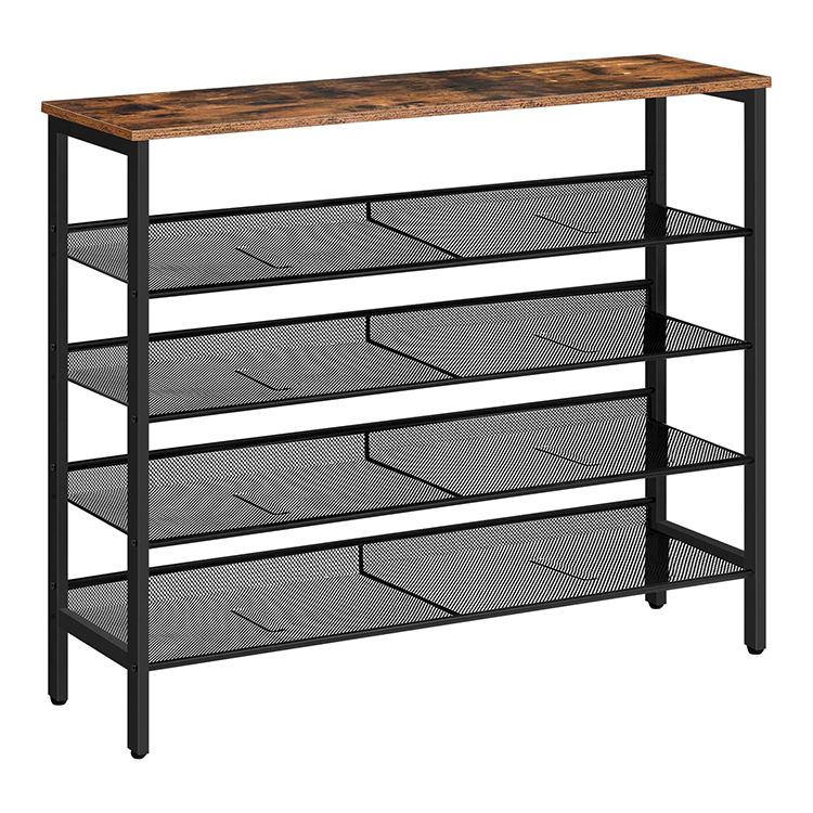 shoe rack, 5-tier shoe storage unit flat & slant adjustable shoe organizer shelf for 20 pairs, durable and stable, for entryway, hallway, closet, dorm room, industrial, rustic brown