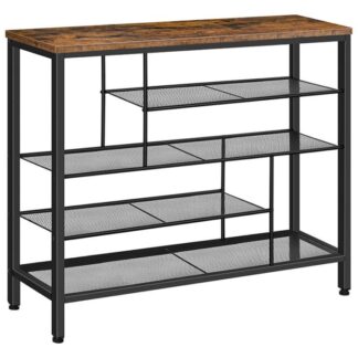 Entryway Shoe Rack, 42.5" Multifunktionel skoopbevaringsarrangør til støvler, høje hæle, stor kapacitet, holde 20-25 par sko, industriel, Rustik brun