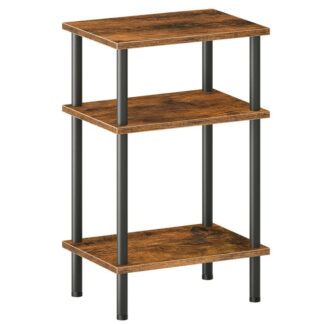 Beistelltisch, 3-Schicht hoher Beistelltisch, Nachttisch für kleinen Raum, neben dem Tisch im Schlafzimmer, Sofa -Tisch für Wohnzimmer, industrielles Stil, stabiler Rahmen, Einfache Baugruppe rustikales Braun