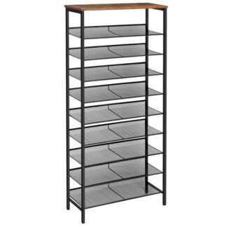 10-رف الأحذية الطبقة, رف أحذية كبير السعة, مستقر وقوي, منظم تخزين الأحذية مع شقة & أرفف معدنية قابلة للتعديل, ل 27-36 أزواج من الأحذية, توفير الفضاء, قوي