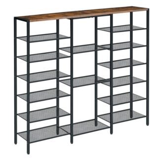 Large Shoe Rack, 7-Tier Shoe Storage Rack, 30 Pairs Shoe Shelf, Wood Large Capacity Shoe Organizer, Open Storage Shelf, for Entryway, Foyer, Bedroom, Cloakroom, Rustic Brown and