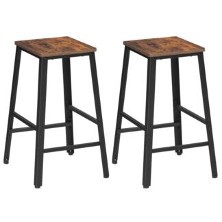 Bar Stools, Набо�Барные стульяairs, Кухонные барные стулья для завтрака с подставками для ног, 25.5" Барные стулья с встречной высотой, Промышленные кухонные табуреты, для столовой,Бар, Деревенский коричневый и черный