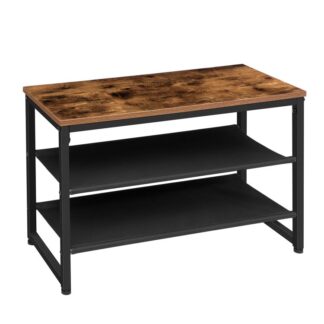 Schuhregal, Schuhbank mit Sitzfläche, 3 Etagenschuhregal, Bank, Schuhschrank, Leicht und robust, für Eintritt, Wohnzimmer, Industriedesign