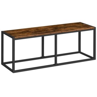 dining bench, 47.2 inch table bench, industrial style kitchen bench, steel frame, easy to assemble, for kitchen, dining room, rustic brown and black