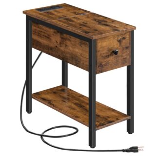 Tábla cúng, Tábla deireadh smeach le stáisiún muirir agus seilfeanna, Calafoirt USB & asraonta cumhachta, Seastán oíche le haghaidh spásanna beaga, cobhsaí agus sturdy, don seomra suí, seomra codlata, donn tuaithe