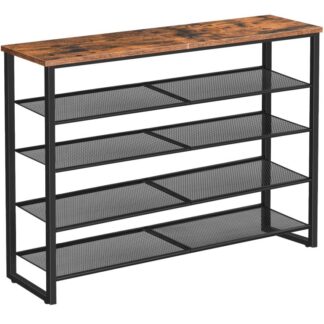 skostativ, 5-lagskoopbevaringsenhed, skoarrangørhylde til 20-25 par, sparer plads, holdbar og stabil, til entryway, gang, skab, sovesal, industriel, Rustik brun