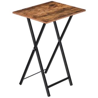 Складной столик под телевизор, ТВ лоток, Стабильный стол для закусок для небольшого пространства, Портативный боковой стол дивана, Простая сборка и хранение, Идеально подходит для закусок и еды в гостиной, Деревенский коричневый и черный