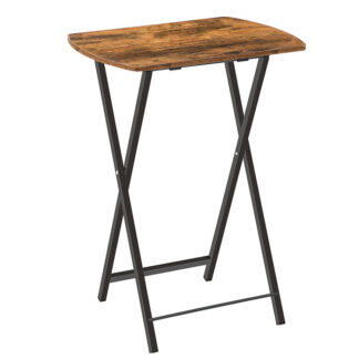 поднос для телевизора, Складной стол для закусок, ТВ-стол, Изогнутый столик для ноутбука на рабочем столе для небольшого пространства в гостиной, Спальня, на открытом воздухе, Легкая сборка, деревенский коричневый