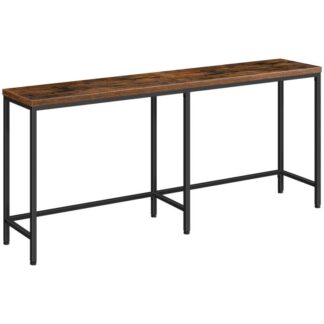 Keskeny kanapéasztal, 70.9" Bejárat extra hosszú konzolasztal, Kanapé mögött, Vékony folyosó asztal előcsarnokhoz, Nappali, Hálószoba, Rusztikus barna és fekete