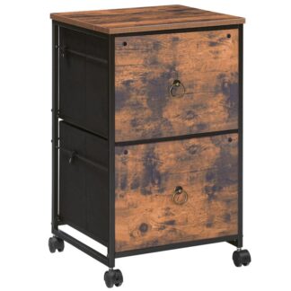2 drawer mobile file cabinet, rolling printer stand, vertical filing cabinet, office cabinet, filing cabinet for home office, a4/letter size, nonwovens drawer, rustic brown